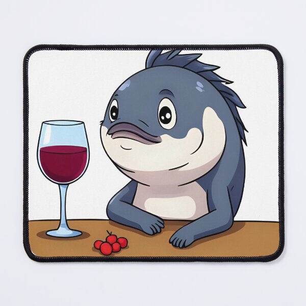 Item preview, Fish in a Bar with a Cup of Red Wine Fish Drinking Wine designed and sold by bestggraphico.