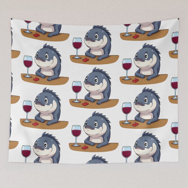 Item preview, Fish in a Bar with a Cup of Red Wine Fish Drinking Wine designed and sold by bestggraphico.