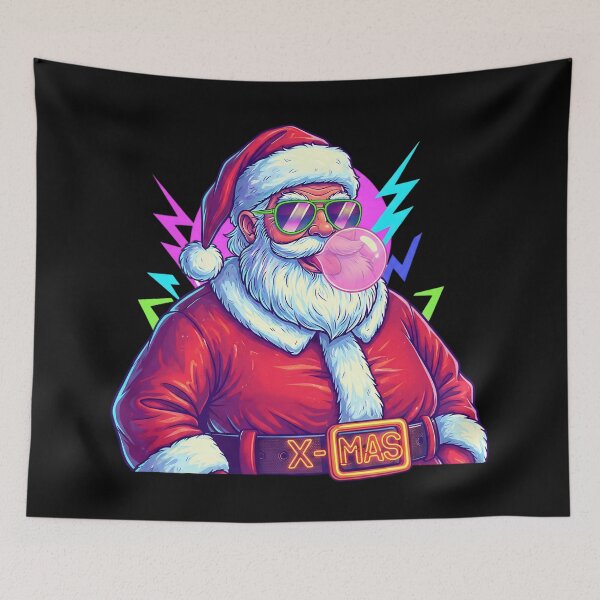 Item preview, Neon Retro Santa Bubblegum | Cool Christmas Art designed and sold by SoulenCify.