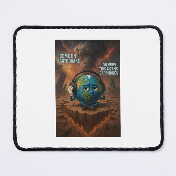 Item preview, Earth Ignoring the Earthquake – Sad Planet with Headphones Artwork” designed and sold by Graphic Grove.