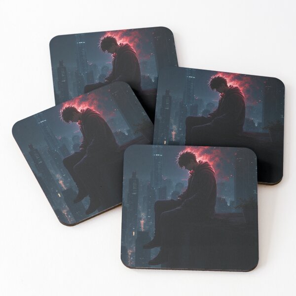 Item preview, Dark Anime Shadow Warrior on City Rooftop designed and sold by OhmAuraArt.