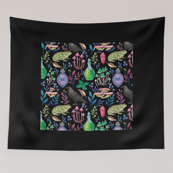 Item preview, Witchcore Toads Crows Potions Pattern designed and sold by OccateVadin.