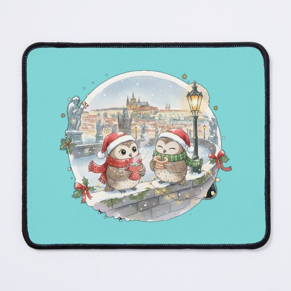 Item preview, Two Cute Owls Christmas in Prague Charles Bridge designed and sold by FixwellStudio.