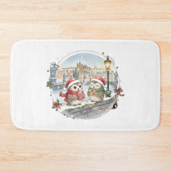 Item preview, Two Cute Owls Christmas in Prague  Charles Bridge  designed and sold by FixwellStudio.