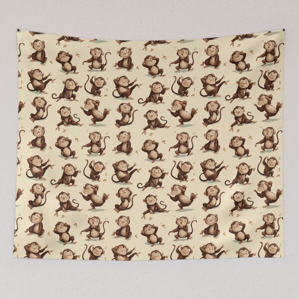 Item preview, Playful Monkey Pattern: Cute Cartoon Primate Repeat Design designed and sold by casualnature.