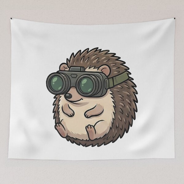 Item preview, Curious Hedgehog with Binoculars Wildlife Observer designed and sold by k3rstman1.