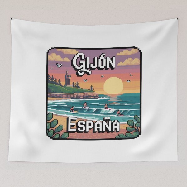 Item preview, Gijón España - Pixel Sunset Surf designed and sold by CircinusStore.
