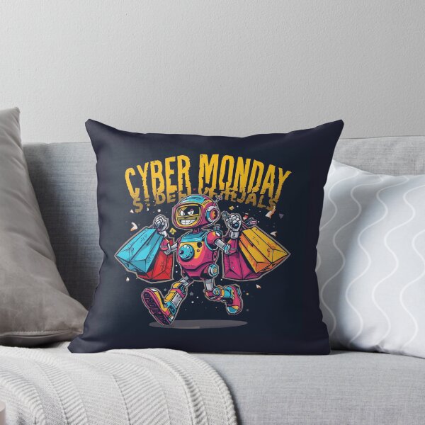 Item preview, Cyber ​​Monday Robot Shopper2 – A retro-styled, colorful, and cute design. designed and sold by phiawdesign9.
