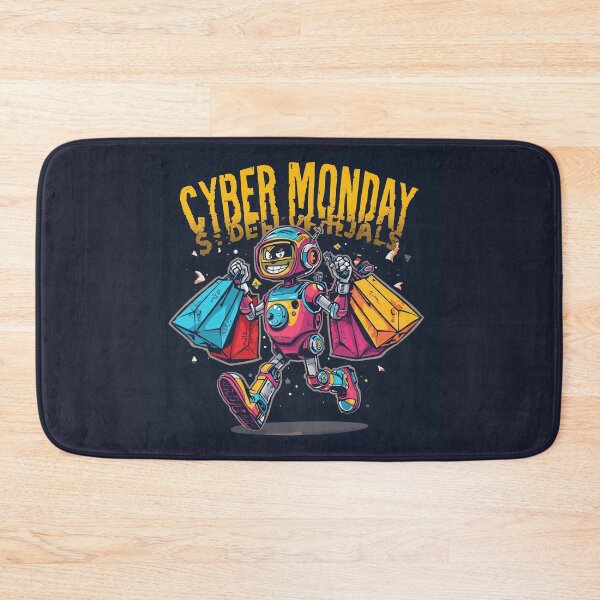 Item preview, Cyber ​​Monday Robot Shopper2 – A retro-styled, colorful, and cute design. designed and sold by phiawdesign9.