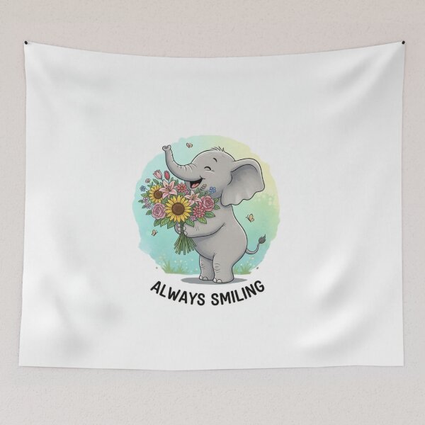Item preview, Always Smiling Elephant with Flowers designed and sold by Satpura punti baba .