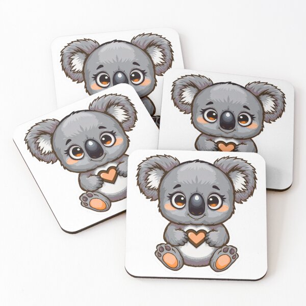 Item preview, Cute Koala Matrix Sticker – Big Eyes, Fluffy Character with Dark Red Heart. designed and sold by printeGear.