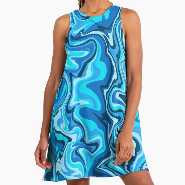 blue luau dress Cut Out Chain Strap Mini Bodycon Dress Blue Marble Print UK6/XS / Blue Marble Print main image 0