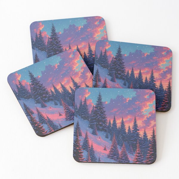 Item preview, Winter landscape with snow-covered trees and sunset designed and sold by Mianku | Für das Leben.
