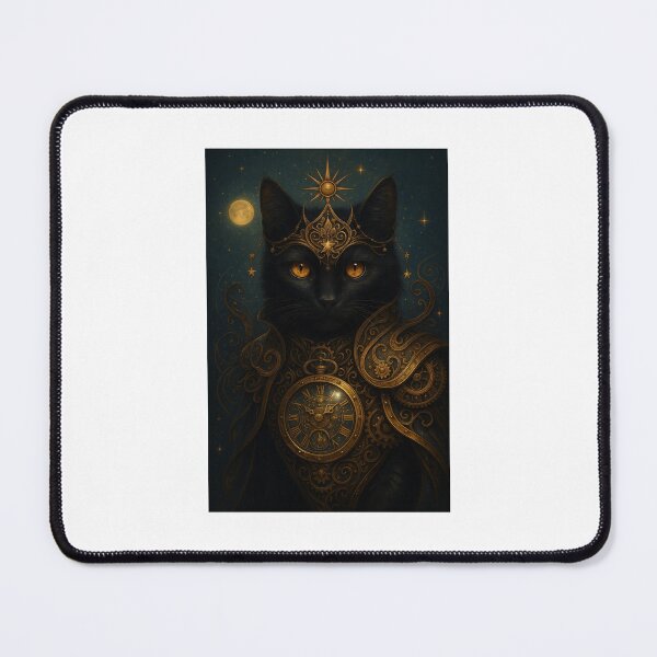 Item preview, Emerald Timekeeper Cat – Steampunk Cosmic Guardian designed and sold by LovelyCatGalaxy.