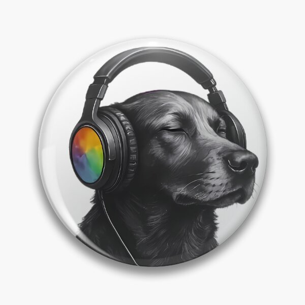 Aperçu de l'œuvre Casque audio arc-en-ciel Black Dog - Cadeau pour les mélomanes créée et vendue par DrawDrip.