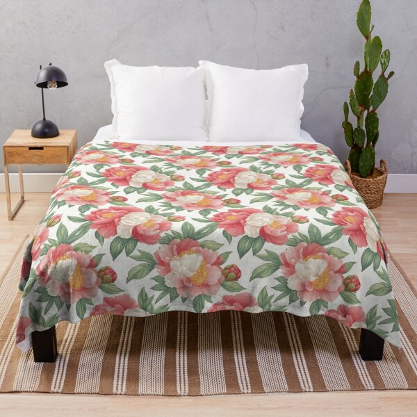 Item preview, The image displays a floral pattern composed of pink and white flowers accompanied by foliage, all set against a clean, bright white backdrop, creating an elegant design. designed and sold by rujlaphusstudio.
