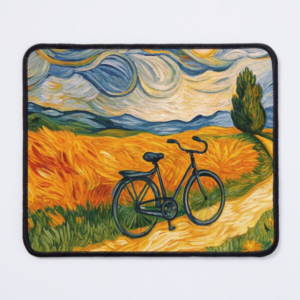 Item preview, Abstract Colorful bike landscape art. Van Gogh inspired designed and sold by Pedal Canvas.