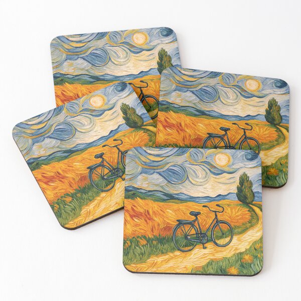 Item preview, Abstract Colorful bike landscape art. Van Gogh inspired designed and sold by Pedal Canvas.
