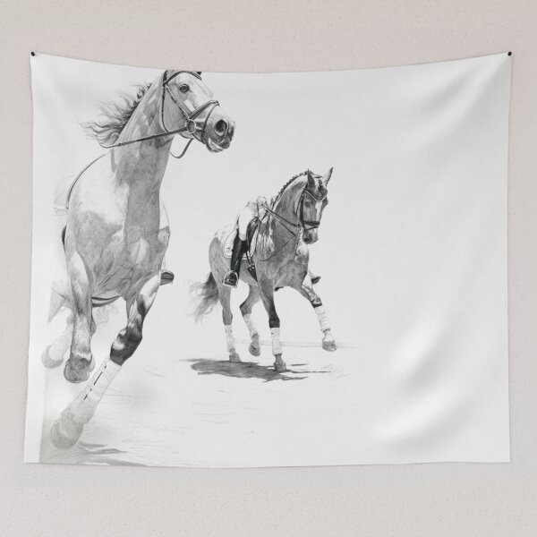 Item preview, A Trakehner horse depicted in mid-dressage routine Horses in Motion designed and sold by CDC40.