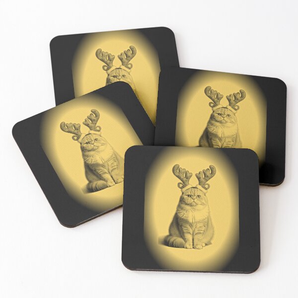 Item preview, Christmas Persian Cat Golden Reindeer designed and sold by RPrintPulse.