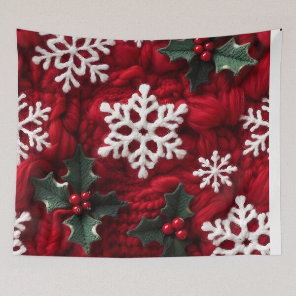 Item preview, Tema navideño, textura con aspecto de tejido de punto, fondo rojo (tamaño de imagen: 8320 x 12480) designed and sold by Digital-Davinci.