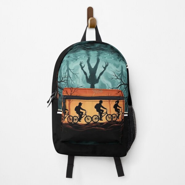 Item preview, Retro Sci-Fi Forest Scene Kids on Bikes & Shadow Monster Reflection designed and sold by RosetteArtists.