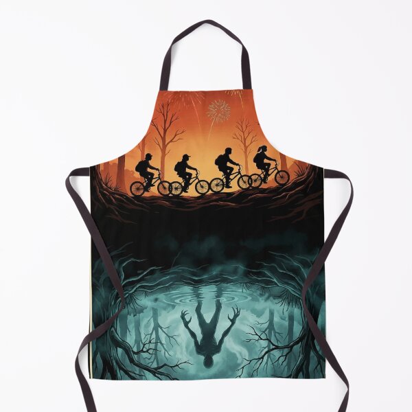 Item preview, Retro Sci-Fi Forest Scene Kids on Bikes & Shadow Monster Reflection designed and sold by RosetteArtists.