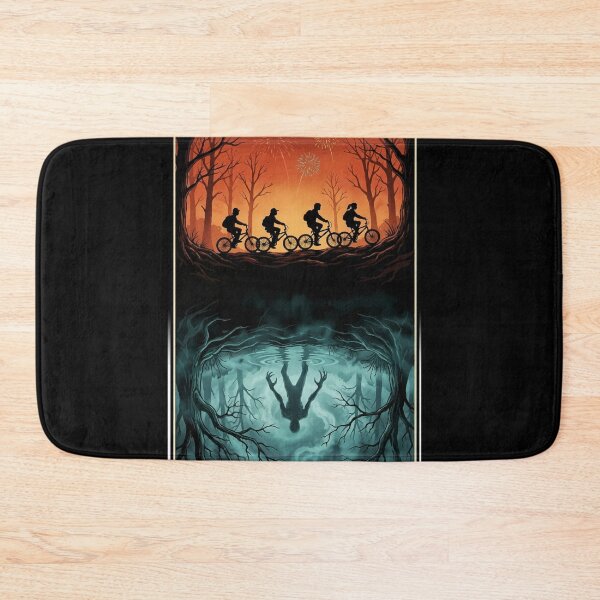 Item preview, Retro Sci-Fi Forest Scene Kids on Bikes & Shadow Monster Reflection designed and sold by RosetteArtists.