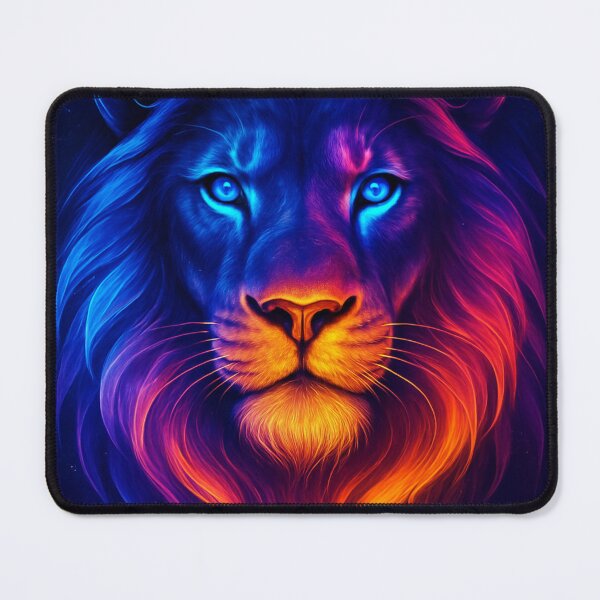 Item preview, Neon Cosmic Lion | Vibrant Glow Animal Art | Fantasy Spirit Beast Poster designed and sold by GoldenDreamGallery.