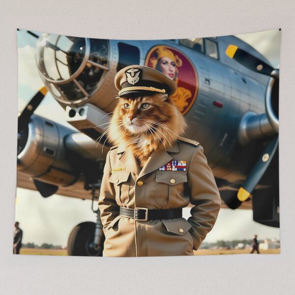 Item preview, Commander Cat with Vintage Warplane designed and sold by BadBeaverDesign.