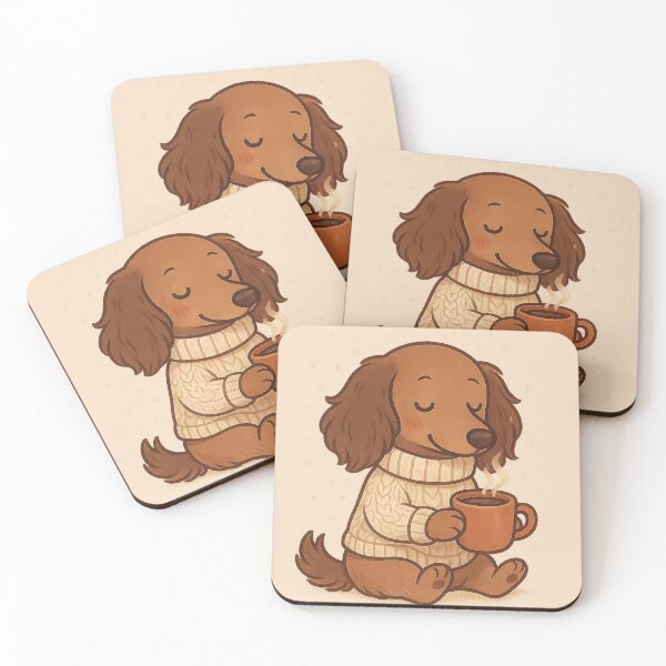 Item preview, Cozy Cocoa Dachshund – Cute Winter Dog in Sweater Drinking Hot Chocolate designed and sold by TheLongPaw.