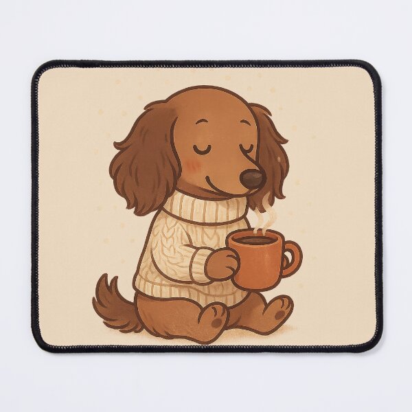 Item preview, Cozy Cocoa Dachshund – Cute Winter Dog in Sweater Drinking Hot Chocolate designed and sold by TheLongPaw.