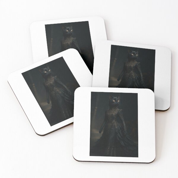 Item preview, Emerald Nocturne Empress — High-Fashion Black Cat Couture Art designed and sold by LovelyCatGalaxy.