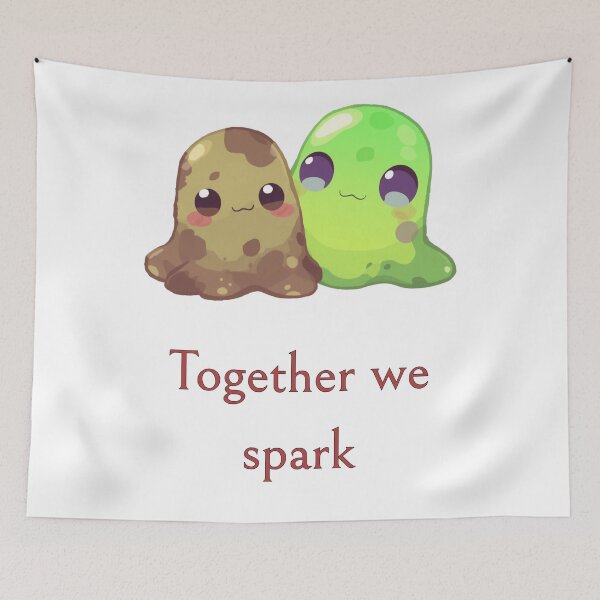 Item preview, Together We Spark – Cute Slime Duo designed and sold by Monzora.