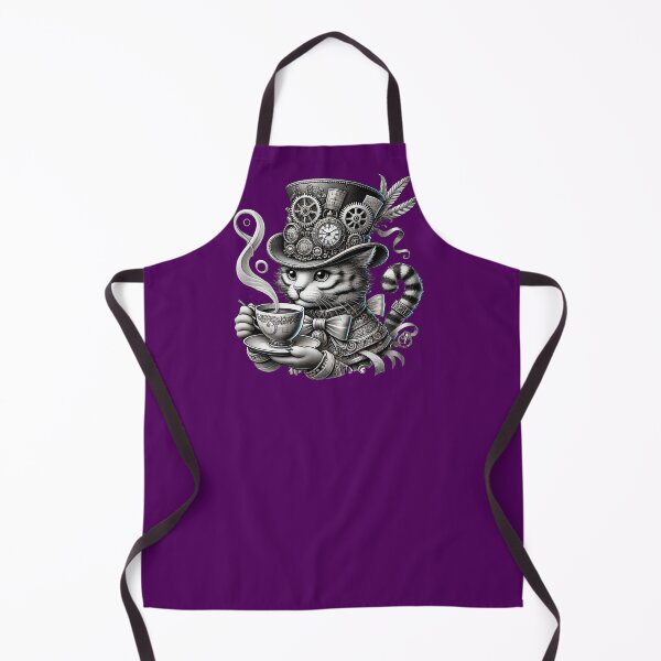 Item preview, Steampunk Cat — Black & White Tea Time with Gears & Top Hat designed and sold by EclecticArts.