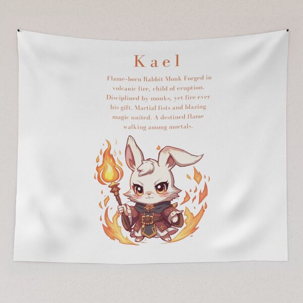 Item preview, Kael – Flame-Born Rabbit Monk | Cute Chibi Fire Mage Character designed and sold by Monzora.