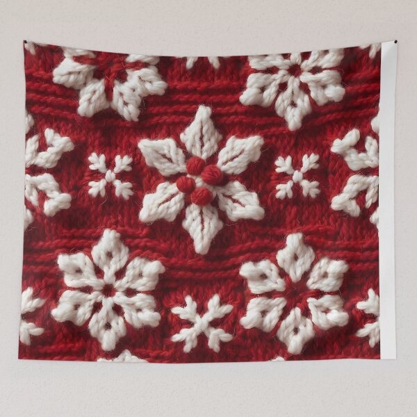 Item preview, Tema navideño, textura con aspecto de tejido de punto, fondo rojo (tamaño de imagen: 8320 x 12480) designed and sold by Digital-Davinci.