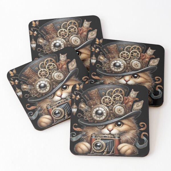 Item preview, Steampunk Cat — Cute Top Hat, Gears & Vintage Camera designed and sold by EclecticArts.