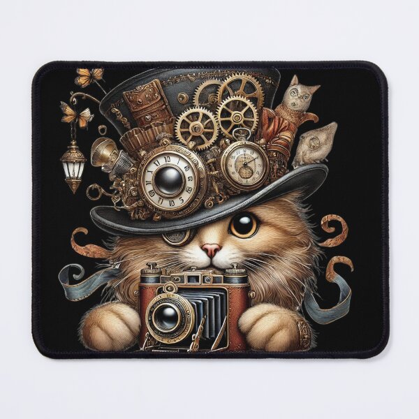 Item preview, Steampunk Cat — Cute Top Hat, Gears & Vintage Camera designed and sold by EclecticArts.