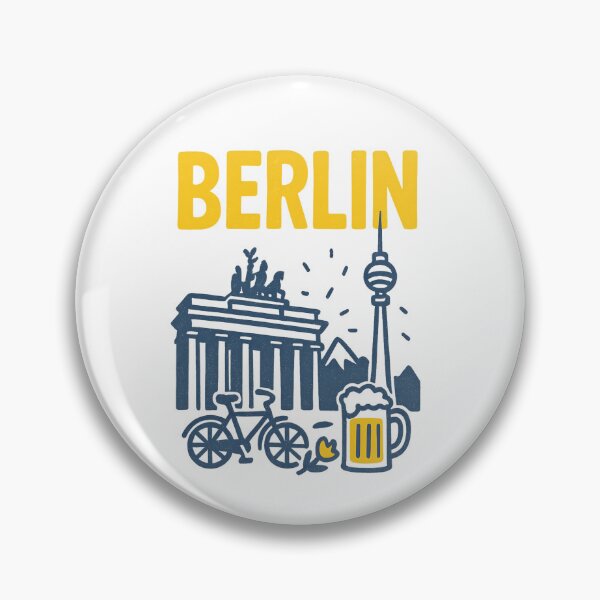 Item preview, Berlin Germany – Brandenburg Gate, TV Tower & Beer Illustration Sticker designed and sold by Suzy Perez Art.