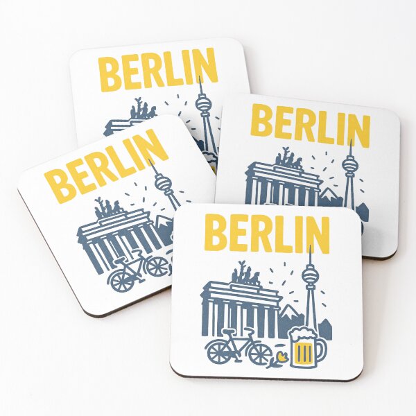 Item preview, Berlin Germany – Brandenburg Gate, TV Tower & Beer Illustration Sticker designed and sold by Suzy Perez Art.