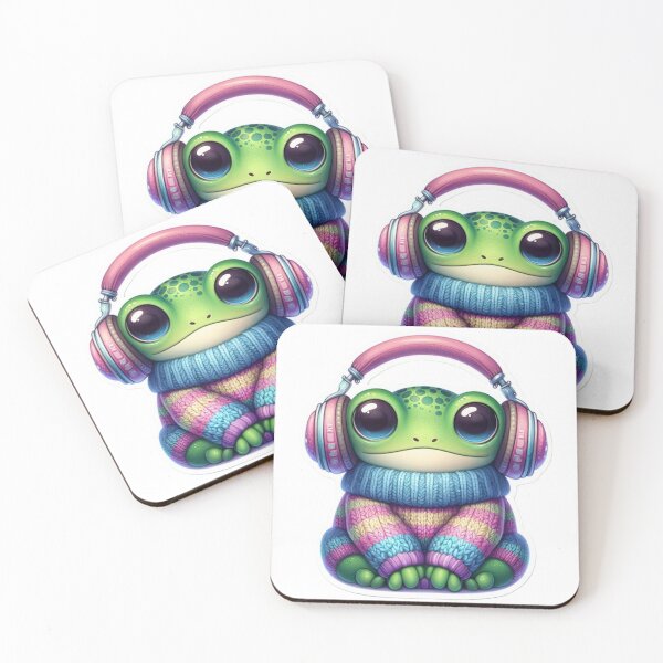 Item preview, Cute Frog With Headphones – Kawaii Cozy Sweater Frog Art designed and sold by Safe Haven Pets.
