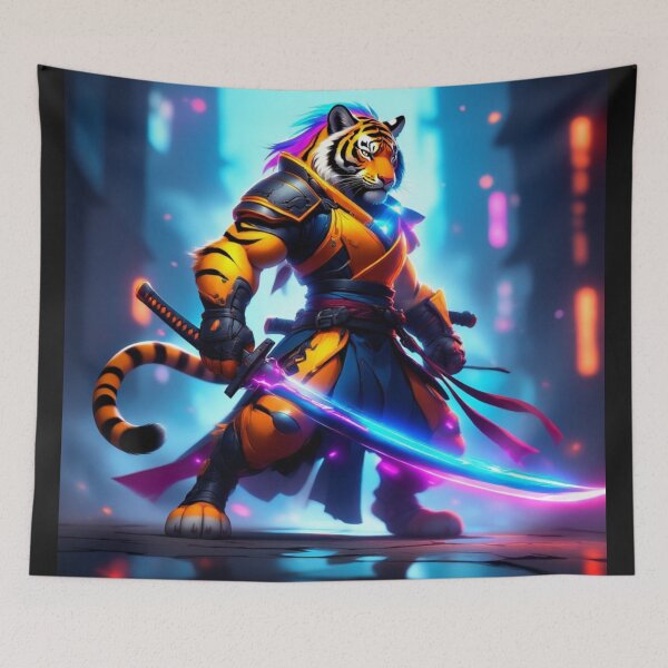 Item preview, Tiger Ninja Warrior with Katana designed and sold by SweetRossel.