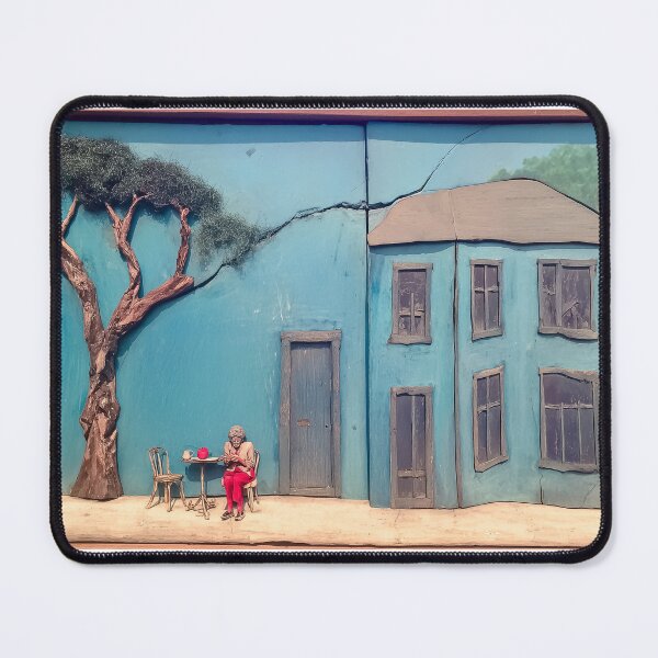 Item preview, Lonely Old Woman in Crumbling Blue scene designed and sold by DigitalArtKiosk.