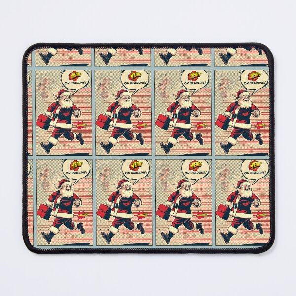 Item preview, Santa’s  on a deadline  ver 2– Funny Christmas Pop Art Cartoon Design designed and sold by mndesignworx.
