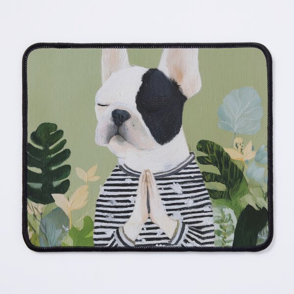 Item preview, Meditating French Bulldog in Striped Shirt designed and sold by lautir.