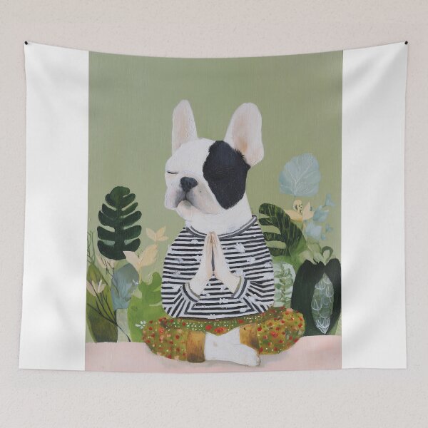 Item preview, Meditating French Bulldog in Striped Shirt designed and sold by lautir.