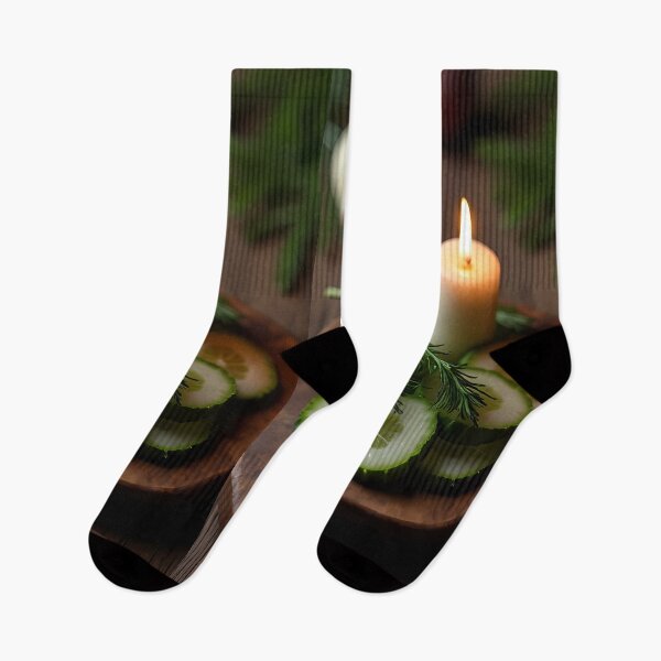 Item preview, Cucumber slices, candle and fresh herbs designed and sold by Mianku | Für das Leben.