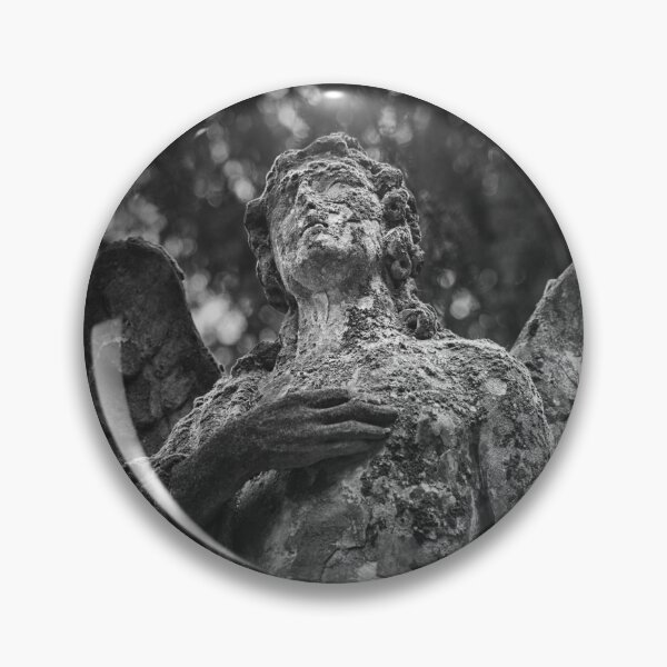 Item preview, Weathered angel statue in Goat’s Gate Cemetery, Bratislava, photographed in dramatic black and white. designed and sold by RastislavS.