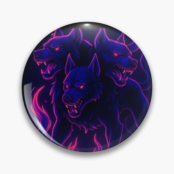 Item preview, Neon Cerberus – Glowing Cyber Three-Headed Dog designed and sold by GolabMagic.